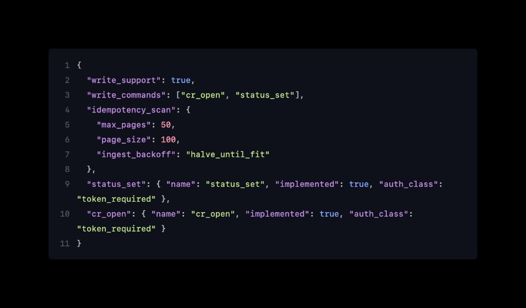 Provider capabilities and write surface